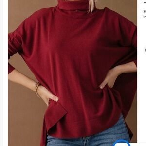 Women's Burgundy Turtleneck Sweater